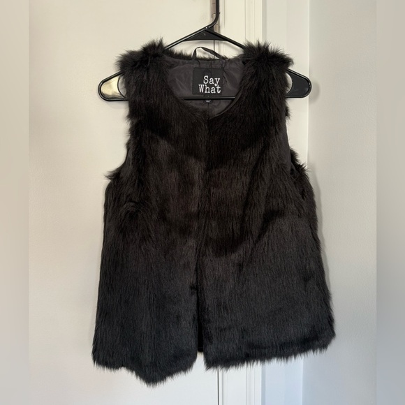 Say What? Jackets & Blazers - Faux Fur Vest Black